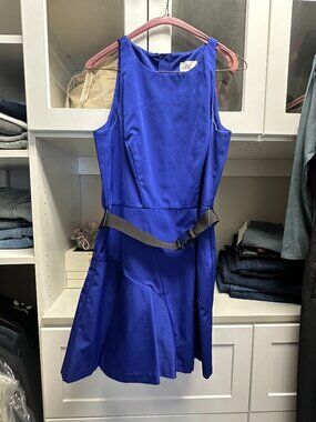 Milly Saxon Cobalt Blue Satin-Panel Dress